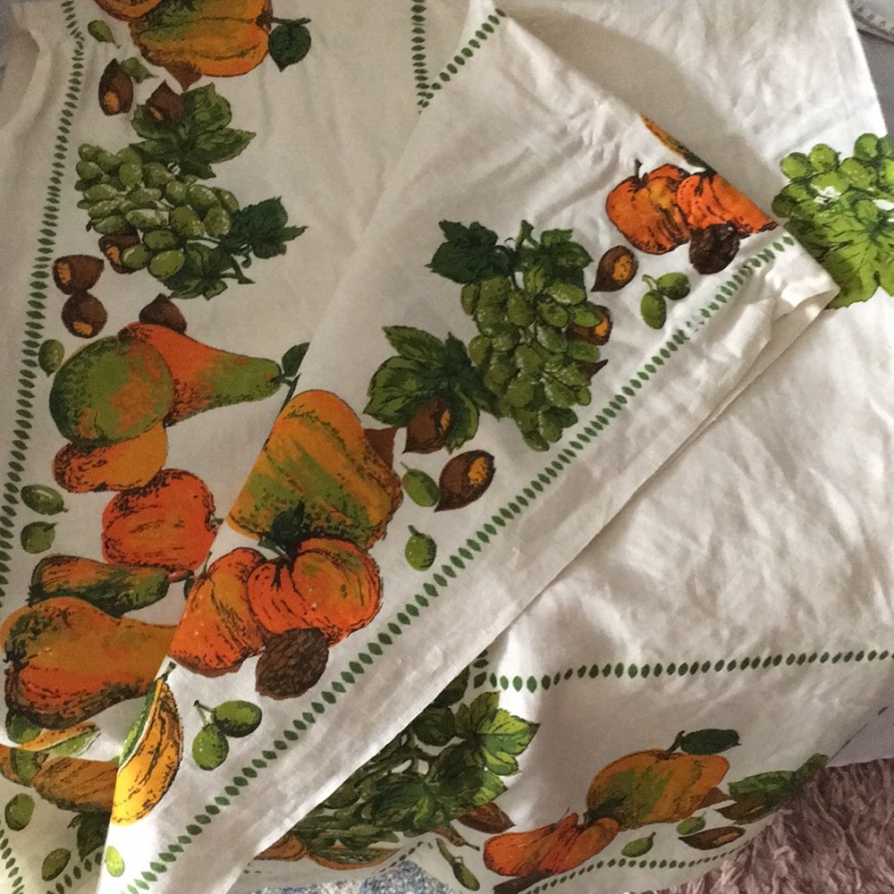 Vintage linen autumn tablecloth.